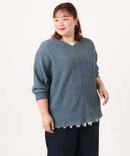 OLKDD05069 eur3(エウルキューブ) 【WEB先行販売】【大きいサイズ】リップルジャージー2WAYカットソー ブルー