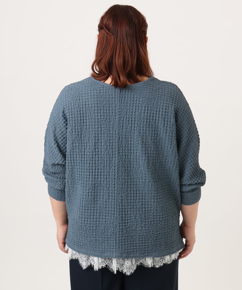 OLKDD05069 eur3(エウルキューブ) 【WEB先行販売】【大きいサイズ】リップルジャージー2WAYカットソー ブルー