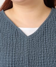 OLKDD05069 eur3(エウルキューブ) 【WEB先行販売】【大きいサイズ】リップルジャージー2WAYカットソー ブルー