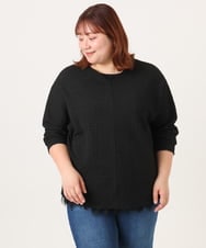 OLKDD05069 eur3(エウルキューブ) 【WEB先行販売】【大きいサイズ】リップルジャージー2WAYカットソー ブラック