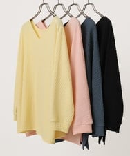 OLKDD05069 eur3(エウルキューブ) 【WEB先行販売】【大きいサイズ】リップルジャージー2WAYカットソー ブラック