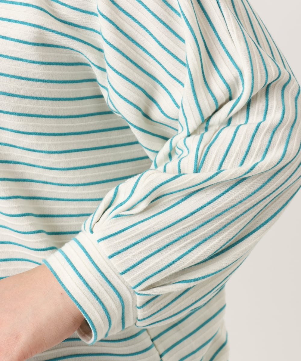 OLKDD15059 eur3(エウルキューブ) 【WEB先行販売】【大きいサイズ】リップルボーダーカットソー ライトグリーン