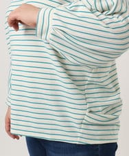 OLKDD15059 eur3(エウルキューブ) 【WEB先行販売】【大きいサイズ】リップルボーダーカットソー ライトグリーン