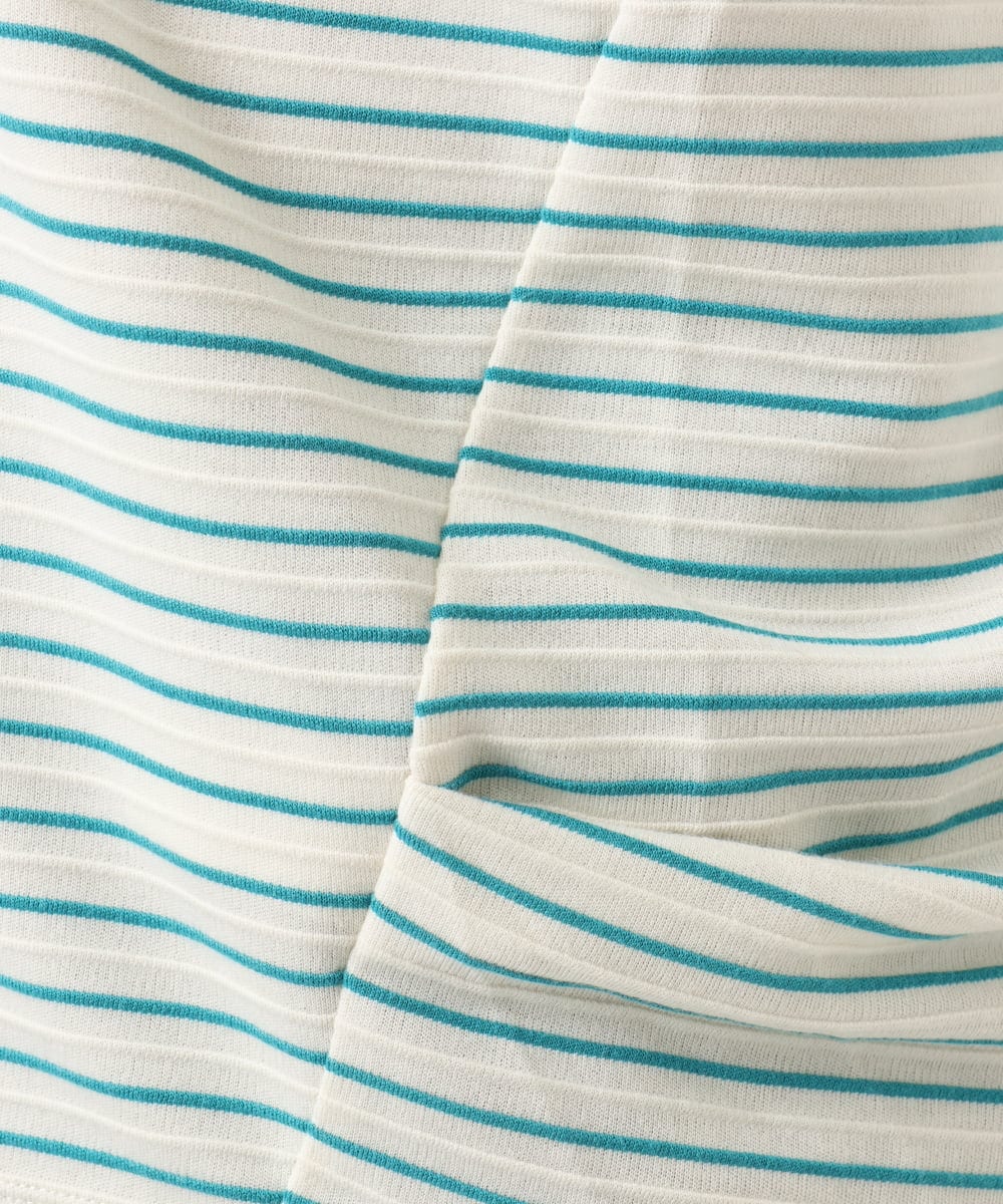 OLKDD15059 eur3(エウルキューブ) 【WEB先行販売】【大きいサイズ】リップルボーダーカットソー ライトグリーン