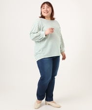 OLKDD15059 eur3(エウルキューブ) 【WEB先行販売】【大きいサイズ】リップルボーダーカットソー ライトグリーン