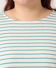 OLKDD15059 eur3(エウルキューブ) 【WEB先行販売】【大きいサイズ】リップルボーダーカットソー ライトグリーン