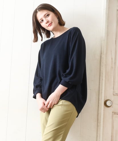 OLKDD15059 eur3 【WEB先行販売】【大きいサイズ】リップルボーダーカットソー