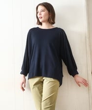 OLKDD15059 eur3(エウルキューブ) 【WEB先行販売】【大きいサイズ】リップルボーダーカットソー ネイビー