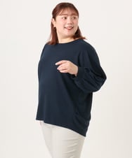 OLKDD15059 eur3(エウルキューブ) 【WEB先行販売】【大きいサイズ】リップルボーダーカットソー ネイビー