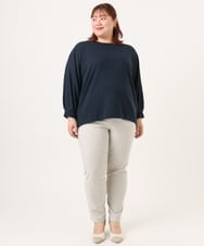 OLKDD15059 eur3(エウルキューブ) 【WEB先行販売】【大きいサイズ】リップルボーダーカットソー ネイビー