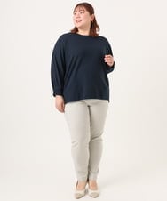 OLKDD15059 eur3(エウルキューブ) 【WEB先行販売】【大きいサイズ】リップルボーダーカットソー ネイビー