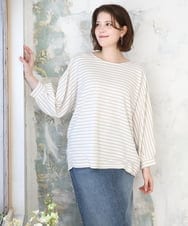 OLKDD15059 eur3(エウルキューブ) 【WEB先行販売】【大きいサイズ】リップルボーダーカットソー アイボリー