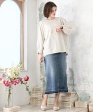 OLKDD15059 eur3(エウルキューブ) 【WEB先行販売】【大きいサイズ】リップルボーダーカットソー アイボリー