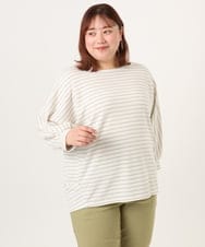 OLKDD15059 eur3(エウルキューブ) 【WEB先行販売】【大きいサイズ】リップルボーダーカットソー アイボリー