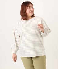 OLKDD15059 eur3(エウルキューブ) 【WEB先行販売】【大きいサイズ】リップルボーダーカットソー アイボリー