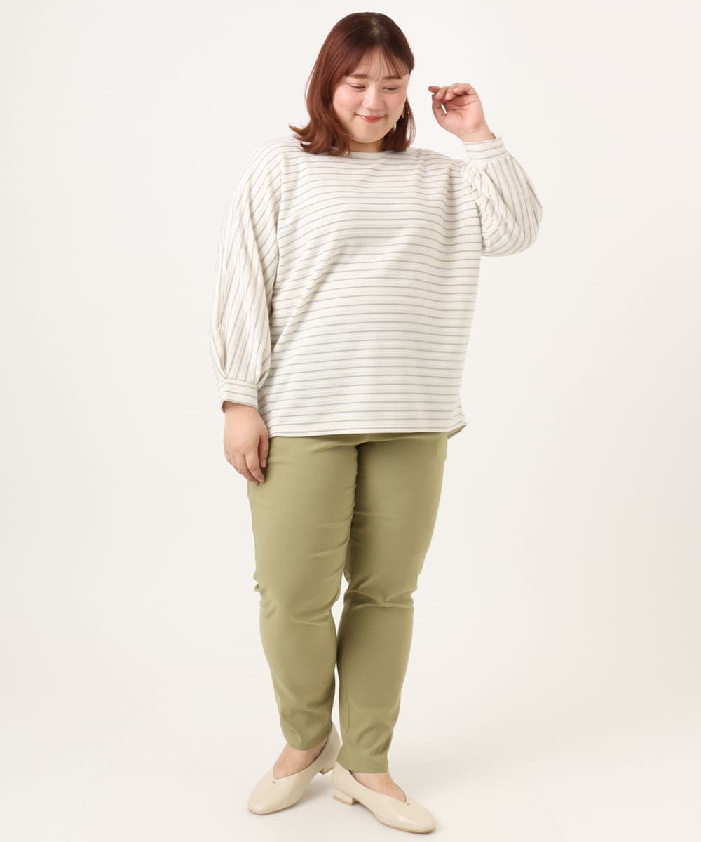 OLKDD15059 eur3(エウルキューブ) 【WEB先行販売】【大きいサイズ】リップルボーダーカットソー アイボリー