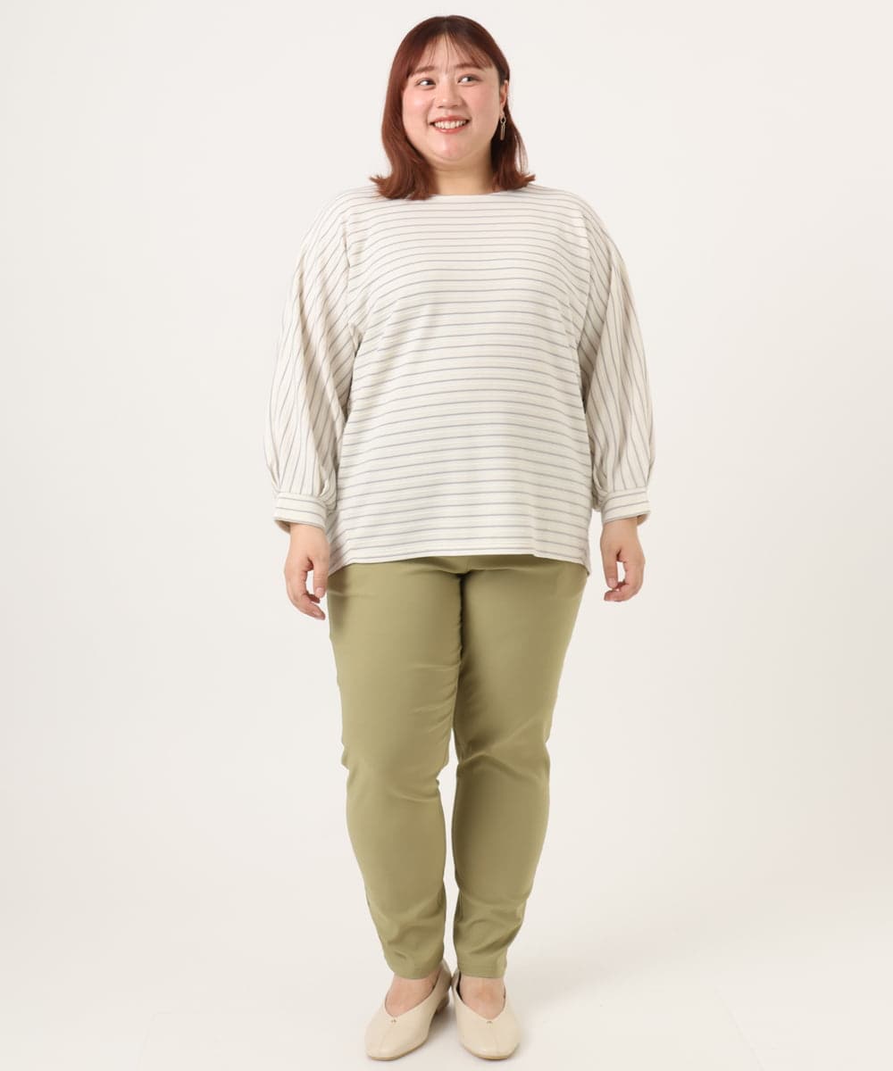 OLKDD15059 eur3(エウルキューブ) 【WEB先行販売】【大きいサイズ】リップルボーダーカットソー アイボリー