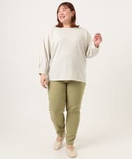 OLKDD15059 eur3(エウルキューブ) 【WEB先行販売】【大きいサイズ】リップルボーダーカットソー アイボリー