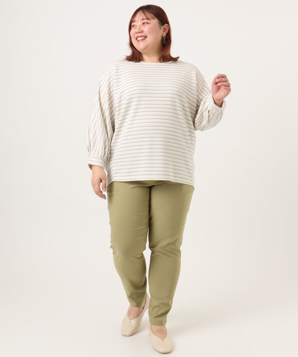 OLKDD15059 eur3(エウルキューブ) 【WEB先行販売】【大きいサイズ】リップルボーダーカットソー アイボリー