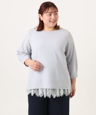 OLKDD16069 eur3(エウルキューブ) 【WEB先行販売】【大きいサイズ】バックスリットプルオーバー ライトブルー