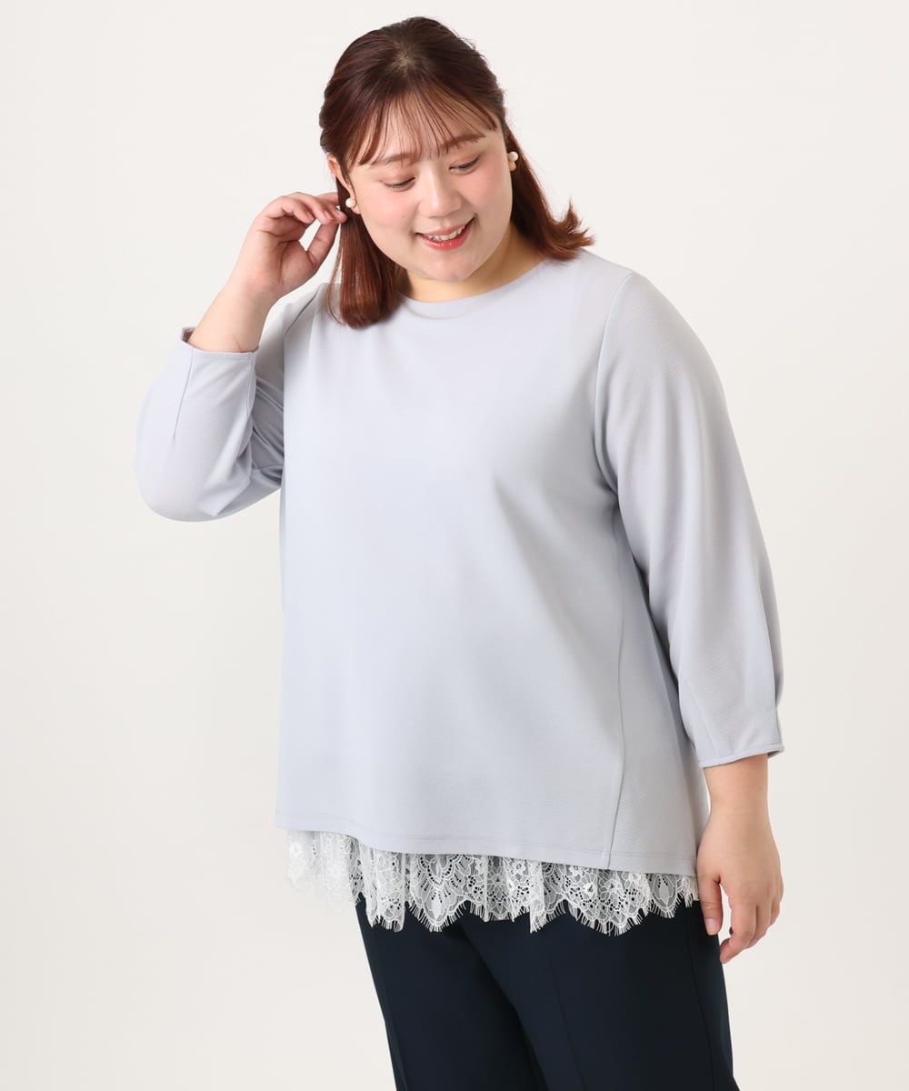 OLKDD16069 eur3(エウルキューブ) 【WEB先行販売】【大きいサイズ】バックスリットプルオーバー ライトブルー