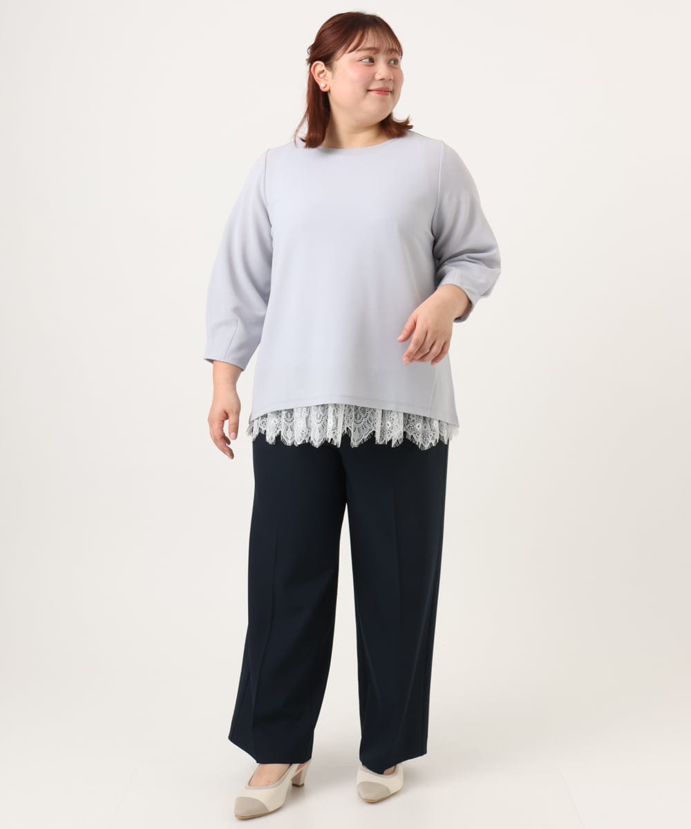 OLKDD16069 eur3(エウルキューブ) 【WEB先行販売】【大きいサイズ】バックスリットプルオーバー ライトブルー