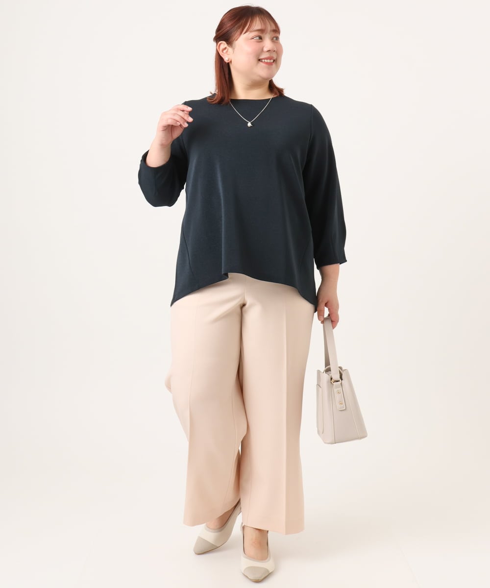 OLKDD16069 eur3(エウルキューブ) 【WEB先行販売】【大きいサイズ】バックスリットプルオーバー ネイビー