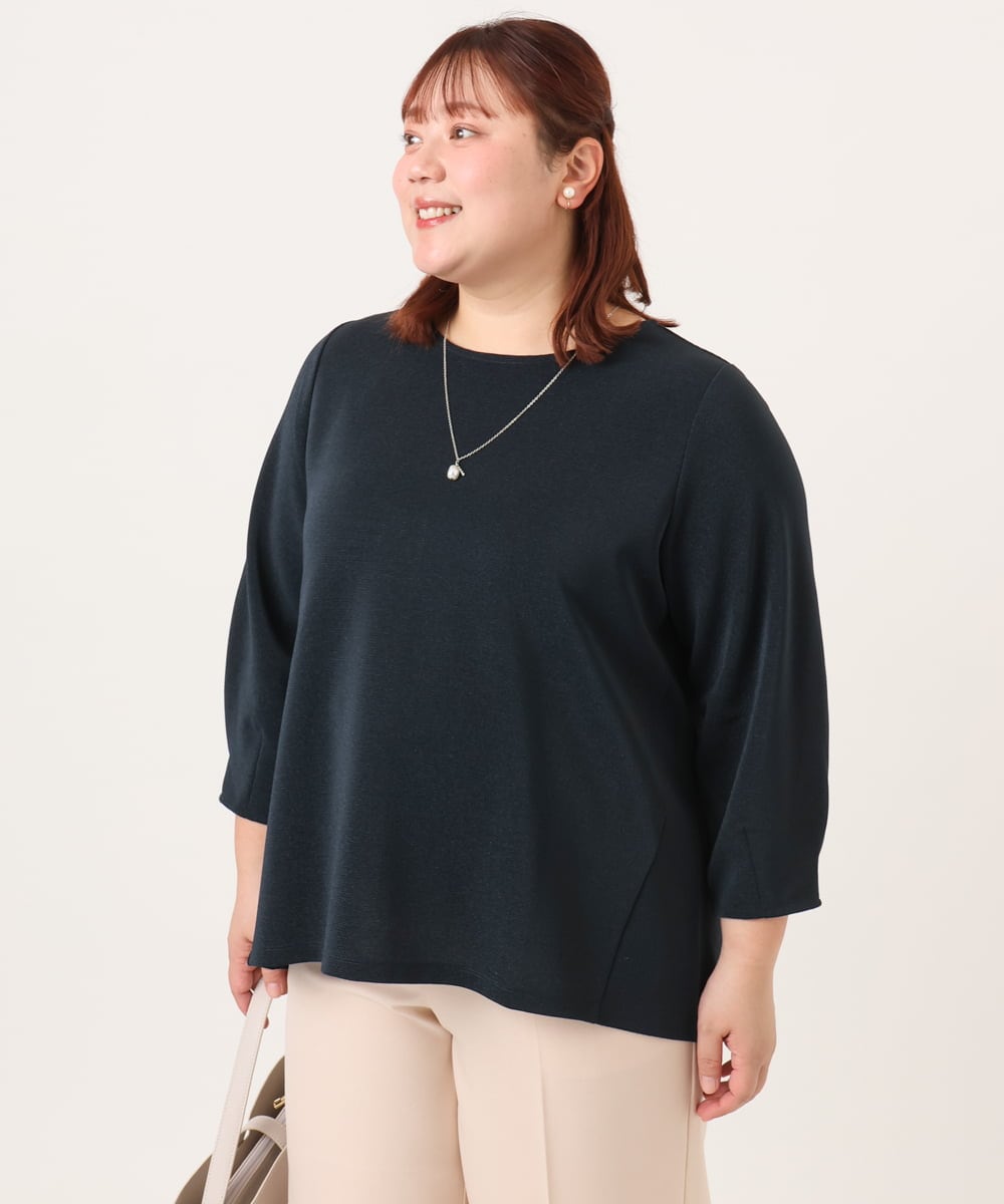 OLKDD16069 eur3(エウルキューブ) 【WEB先行販売】【大きいサイズ】バックスリットプルオーバー ネイビー