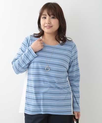 OLKDG05069 eur3 【大きいサイズ】異素材ドッキングボーダーカットソー