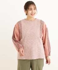 OLKDP04080 eur3(エウルキューブ) 【大きいサイズ】プリントコンビトップス ピンク(03)