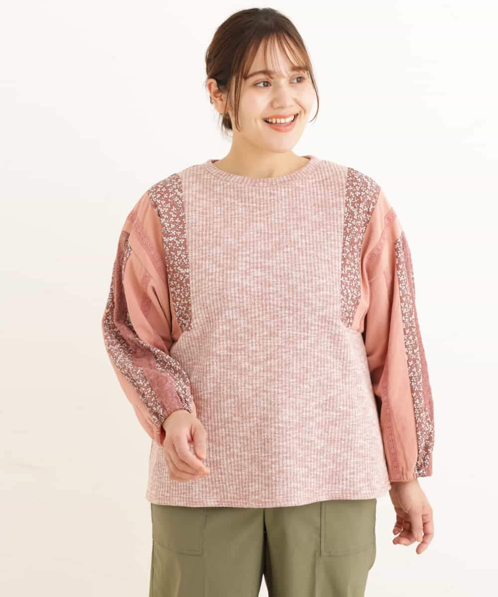 OLKDP04080 eur3(エウルキューブ) 【大きいサイズ】プリントコンビトップス ピンク(03)
