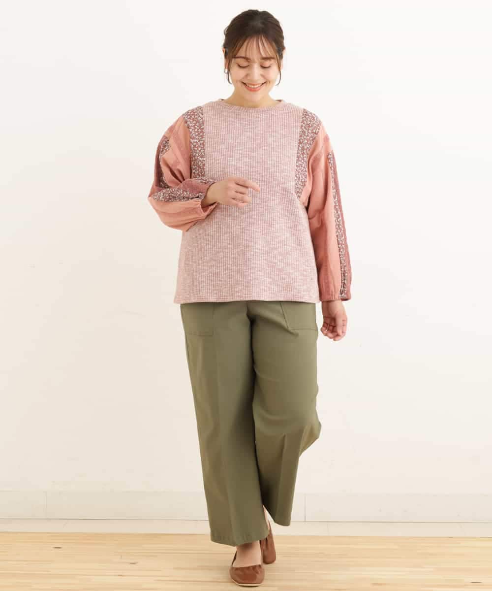 OLKDP04080 eur3(エウルキューブ) 【大きいサイズ】プリントコンビトップス ピンク(03)