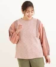OLKDP04080 eur3(エウルキューブ) 【大きいサイズ】プリントコンビトップス ピンク(03)