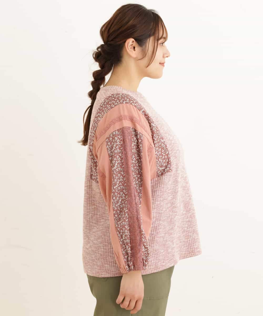 OLKDP04080 eur3(エウルキューブ) 【大きいサイズ】プリントコンビトップス ピンク(03)