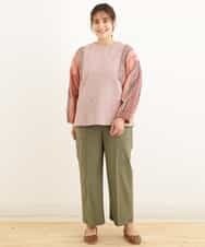 OLKDP04080 eur3(エウルキューブ) 【大きいサイズ】プリントコンビトップス ピンク(03)