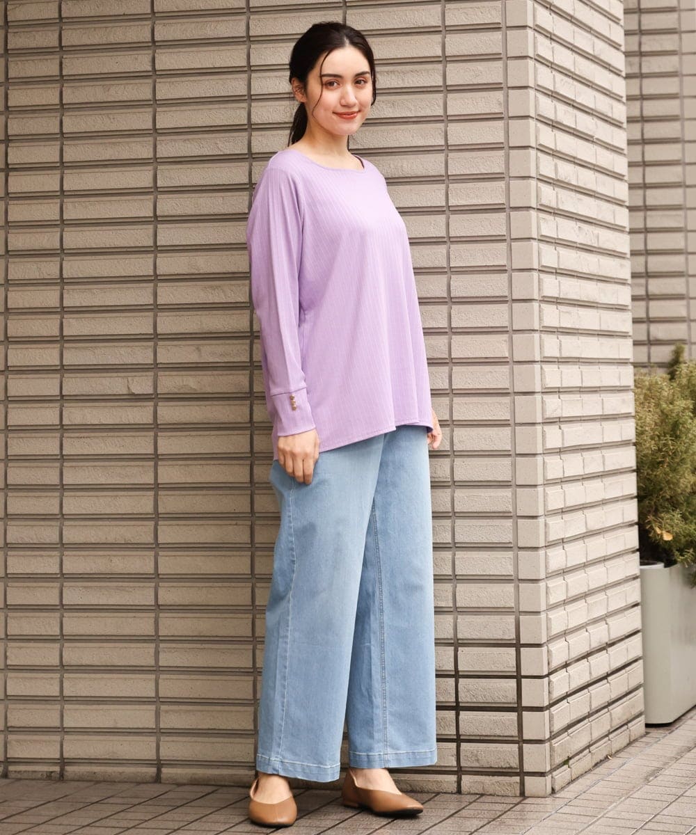 OLKDS02070 eur3(エウルキューブ) 【大きいサイズ】袖ボタンスクエアネックカットソー ラベンダー(60)