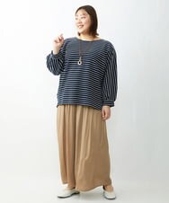 OLKDS33060 eur3(エウルキューブ) 【大きいサイズ】リップルボーダーカットソー ネイビー(57)