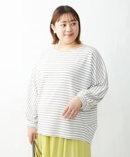 OLKDS33060 eur3(エウルキューブ) 【大きいサイズ】リップルボーダーカットソー アイボリー(80)