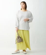 OLKDS33060 eur3(エウルキューブ) 【大きいサイズ】リップルボーダーカットソー アイボリー(80)