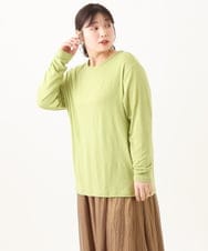 OLKDV04054 eur3(エウルキューブ) 【雑誌掲載】【大きいサイズ】クルーネックシアーカットソー ライトグリーン(30)