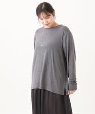 OLKDV04054 eur3(エウルキューブ) 【雑誌掲載】【大きいサイズ】クルーネックシアーカットソー ダークグレー(93)