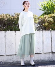 OLKDV05059 eur3(エウルキューブ) 【大きいサイズ】リップルボーダーカットソー ライトグリーン(30)