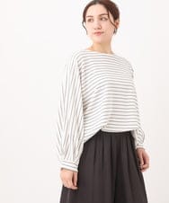 OLKDV05059 eur3(エウルキューブ) 【大きいサイズ】リップルボーダーカットソー アイボリー(80)