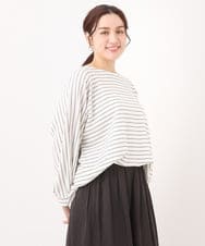 OLKDV05059 eur3(エウルキューブ) 【大きいサイズ】リップルボーダーカットソー アイボリー(80)