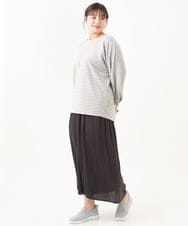 OLKDV05059 eur3(エウルキューブ) 【大きいサイズ】リップルボーダーカットソー ライトグレー(91)