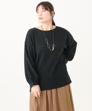 OLKDV05059 eur3(エウルキューブ) 【大きいサイズ】リップルボーダーカットソー ブラック(94)