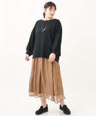 OLKDV05059 eur3(エウルキューブ) 【大きいサイズ】リップルボーダーカットソー ブラック(94)