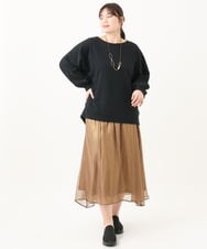 OLKDV05059 eur3(エウルキューブ) 【大きいサイズ】リップルボーダーカットソー ブラック(94)