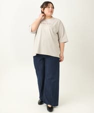 OLKEA09049 eur3(エウルキューブ) 【大きいサイズ】ドロップショルダーロゴTシャツ グレージュ(89)
