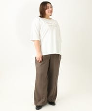 OLKEA09049 eur3(エウルキューブ) 【大きいサイズ】ドロップショルダーロゴTシャツ ホワイト(90)